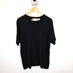 Elizabeth Black Silk Short Sleeve‎ Top Womens Plus Size 2 Capsule Timeless Layer